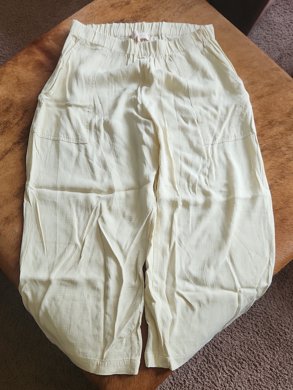 Vanessa Bruno Lyor Trouser Pants Ivory Wide Leg Crop Pull On Pant Sz 38 FR